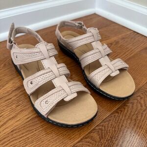 Clarks Collection Womens Leisa Janna Sandal Pink Leather Strappy 8M